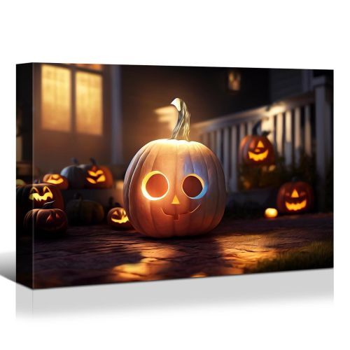 1pcs Drop-Shipping Framed Canvas Wall Art Decor Painting For Halloween, Jack-o-lanterns Painting For Halloween Gift, Decoration For Halloween Living R 1pcs Drop-Shipping Framed Canvas Wall Art Decor Painting For Halloween, Jack-o-lanterns Painting For Halloween Gift, Decoration For Halloween Living R